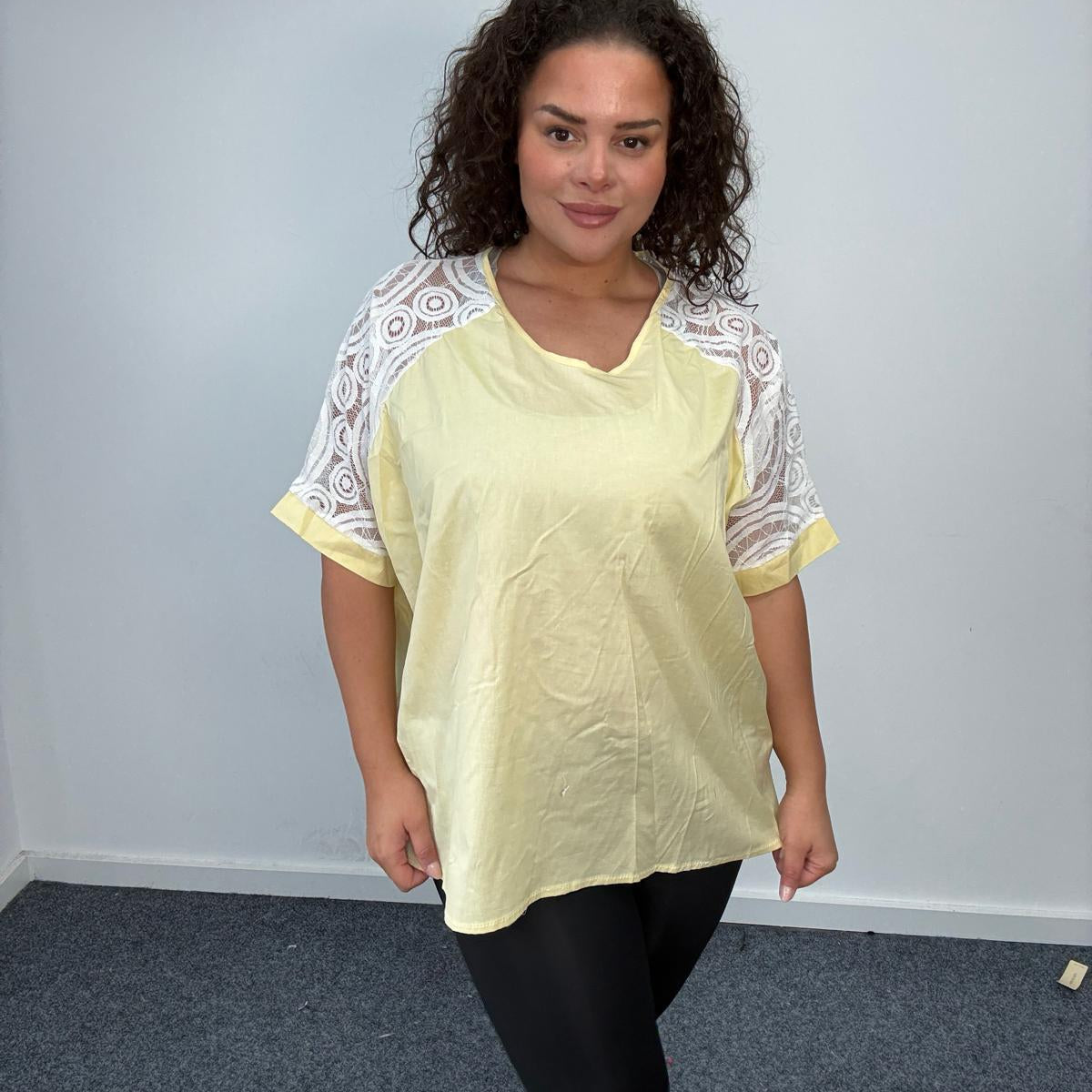 Plus Size Lace Sleeve Oversized Top