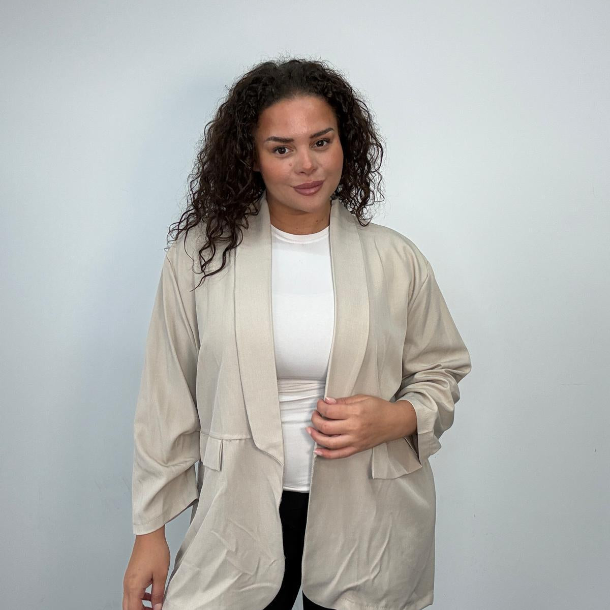 Plus Size Open Front Blazer Jacket