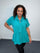 Plus Size Tie Neck Button Front Blouse