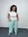 Plus Size Stripe Wide Leg Trousers Elasticated Waist with Pockets
