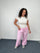 Plus Size Stripe Wide Leg Trousers Elasticated Waist with Pockets